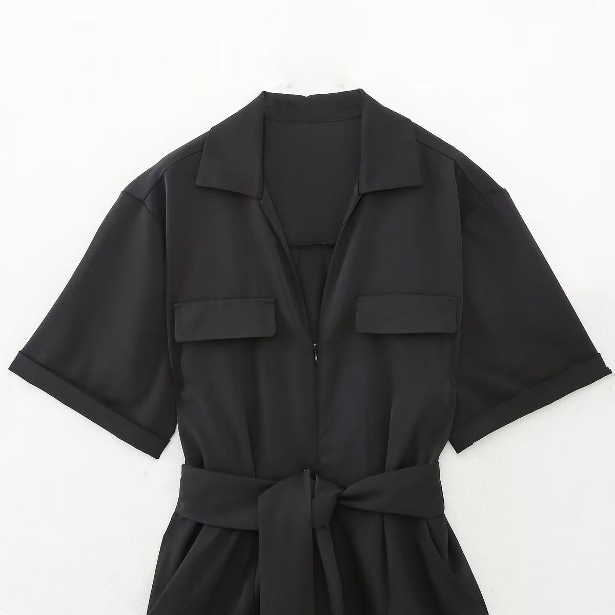 Combinaison à manches courtes et ceinture pour femme, nouvelle collection printemps