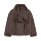 Cardigan à revers et manches longues en fausse fourrure pour femme, manteau court et ample