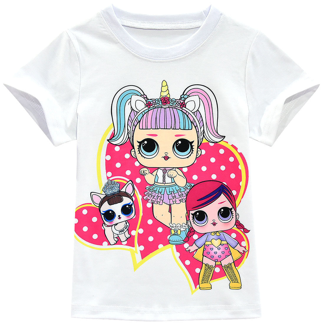 Girls' Cartoon Short Sleeves And Skirt Suit