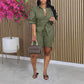Fashion Solid Color Short Sleeve Shirt And Shorts Suit