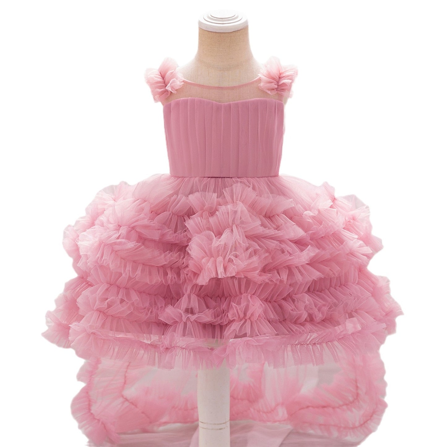 New Children's Sleeveless Mesh Long Dress