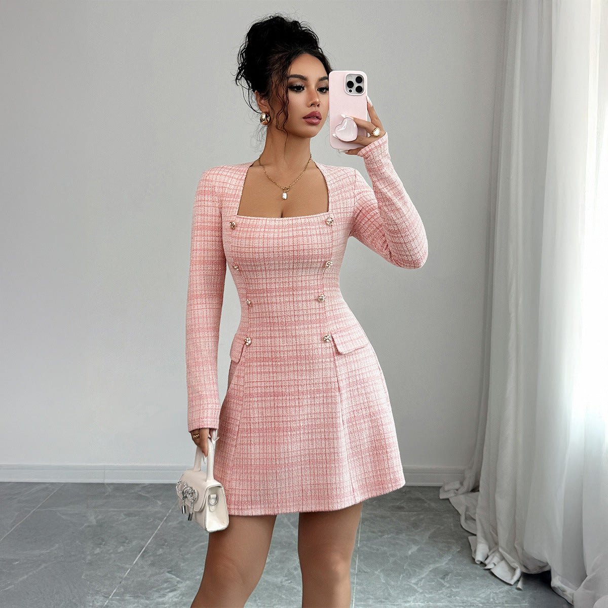Simple And Fashionable Long Sleeve Dress For Women