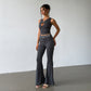 Hollow-out Sleeveless Tank Top With High Waist