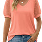 Womens Summer Tops V Neck T Shirts Dot Puff Sleeve Tops Loose Casual Tshirts