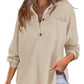 Women's Waffle Knit Loose Long Sleeve Top