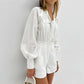 Combinaison ample en coton flammé blanc tendance pour femme