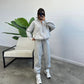 Ensemble de sport avec poches, col montant, cardigan zippé et pantalon à cordon de serrage, tenues de jogging tendance, survêtements, vêtements pour femmes