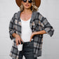 Women's Hooded Spliced Plaid Blouse Woolen Coat
