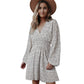 Robe à manches longues à imprimé pois, col en V, manches lanternes, taille plissée, coupe trapèze, vêtements pour femmes