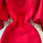 Retro French Waist Red Bag Hip Dress