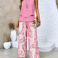 Print Suits Sleeveless Double-layer Vest And Loose Straight Pants
