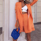 Ensemble deux pièces à manches longues et short pour femme, couleur unie
