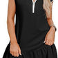 Women's Short Sleeve Polo Collar Zipper Waist Dress