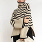 Pull à col roulé rayé tendance, décontracté, ample, fendu, design, hauts d'hiver, vêtements pour femmes