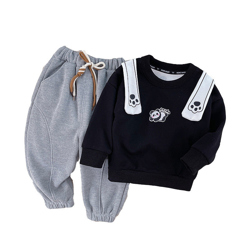 Spring And Autumn Children Sweater Pants Suit
