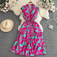 Elegant V-neck Printed Dress For Women