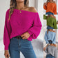 Pull décontracté à manches lanternes et col rond