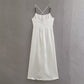 Chain Ornament Silk Satin Texture Dress