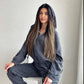 Women's Fashion Minimalist Long Sleeve Hooded Zipper Trousers Suit
