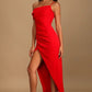 Hip-wrapped Off-shoulder Irregular Slit Dress Women