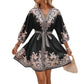 Women's V-neck Lace-up Waist Dress