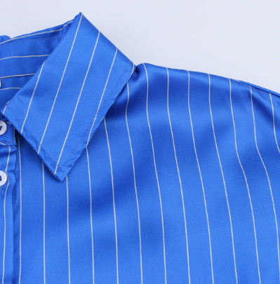 Loose Striped Shirt Pajamas Pants Suit