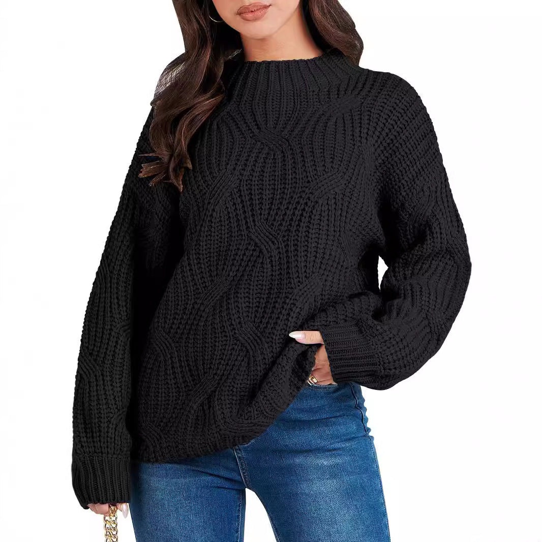 Drop Shoulder Loose Casual Twisted Knitted Pullover Sweater