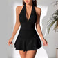 Deep V-neck Low-cut Tummy-covering Slimming Halter Dress