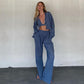 Fashionable Loose Pants Suit With Elegant High Waist