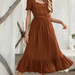 Unique Women's Ruffled Bubble Sleeve Long Skirt