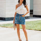 Women's Ripped Washed Multi-button Casual Denim Skirt