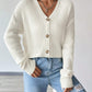 Women's Loose Long Sleeve Knitted Coat Solid Color Breasted Casual