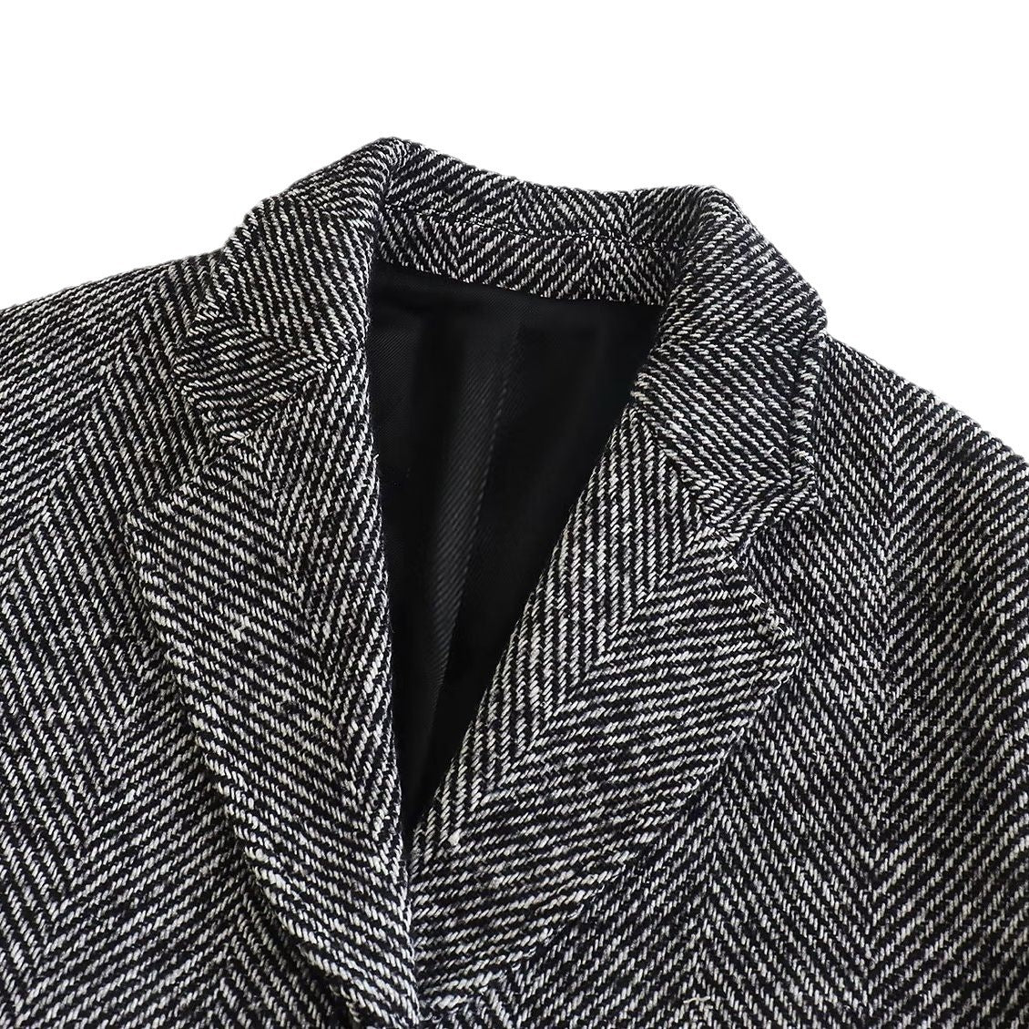 Manteau mi-long en sergé dentelé pour femme