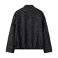 Sequined Long Sleeve Stand Collar Baseball Uniform Jacket Coat