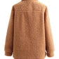 Veste à manches longues en peluche de couleur unie, style hipster de rue