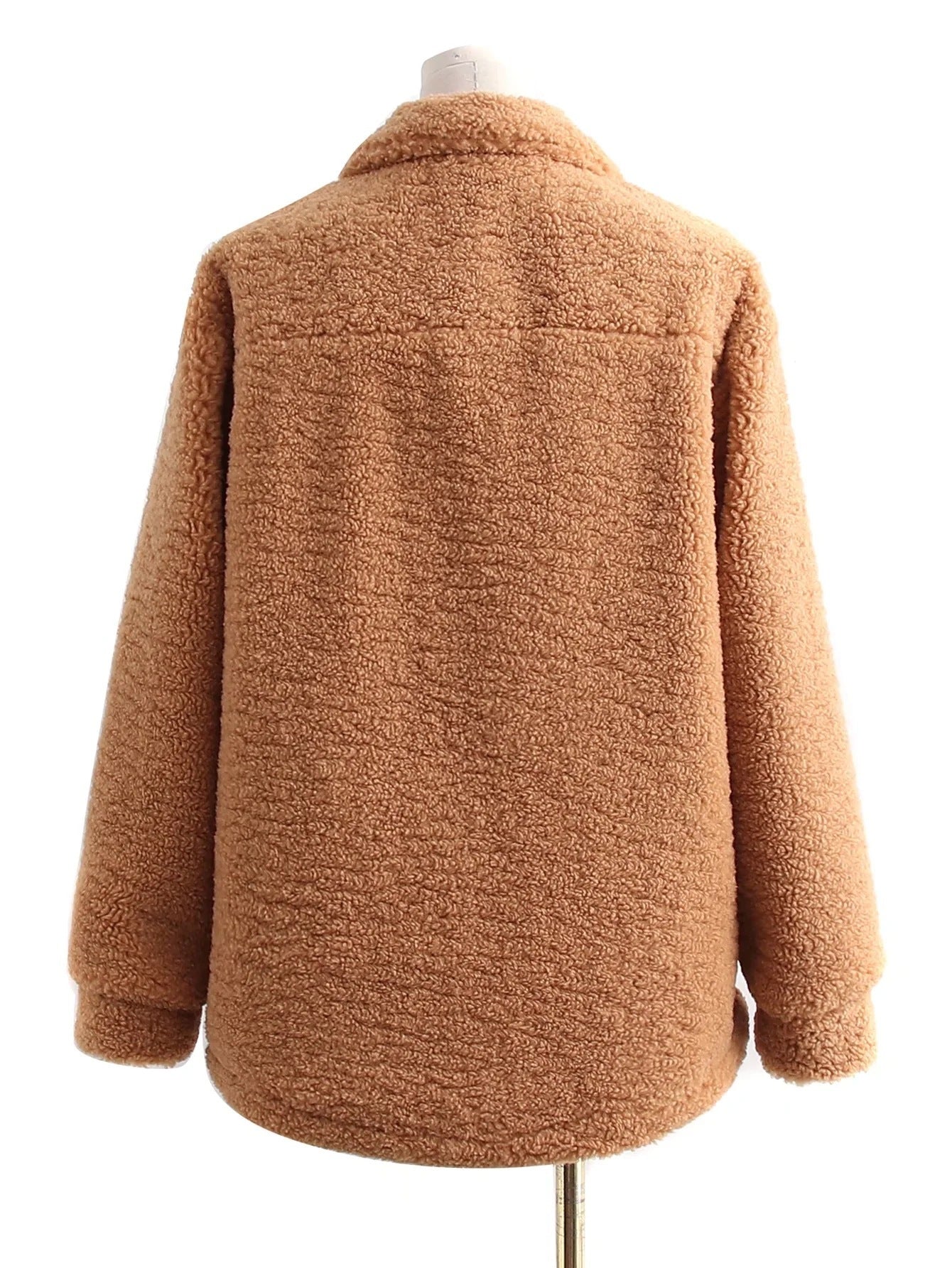 Veste à manches longues en peluche de couleur unie, style hipster de rue