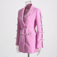 Design Sense Dignified Hollow Bow Rhinestone Sleeve Pearl Belt Business Suit And Dress