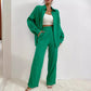 European And American Women's Clothing Solid Color Loose Drooping Smooth Pleated Casual Two-piece Suit