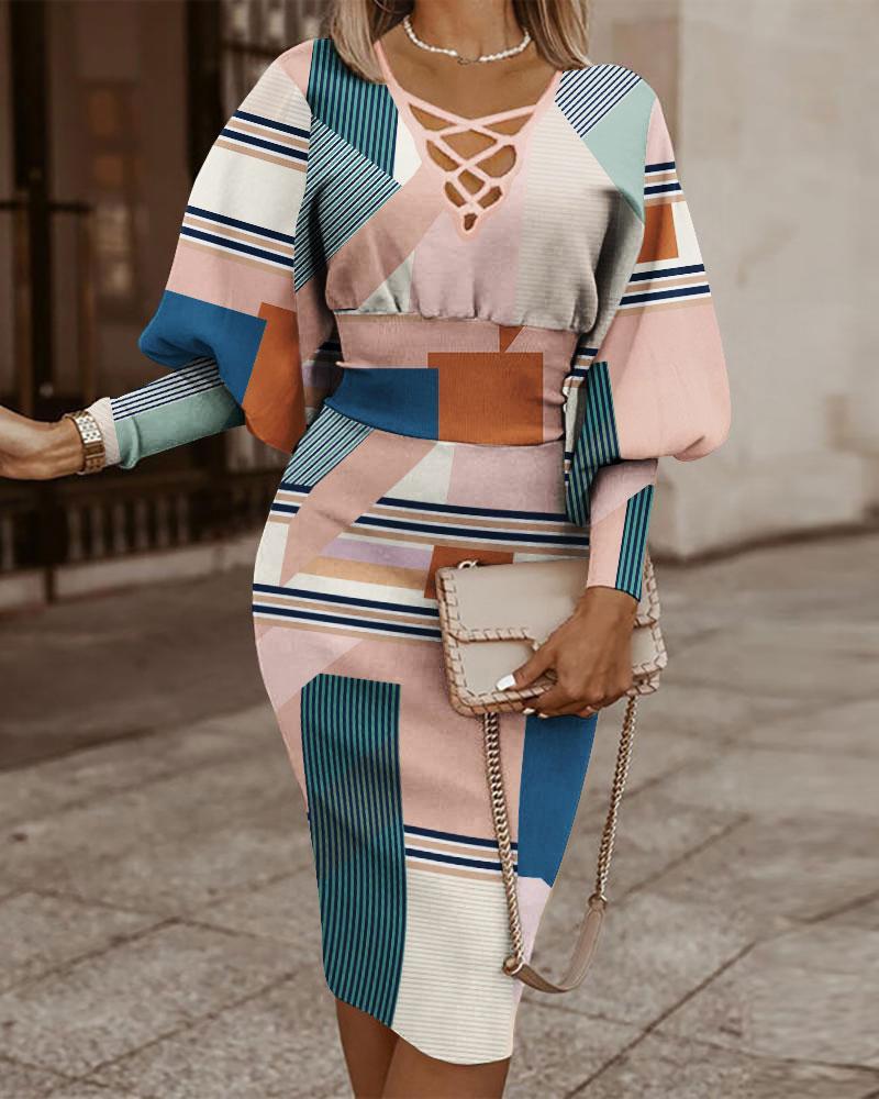 Robe gracieuse et tendance à manches lanternes et taille ajustée