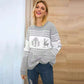 Pull de Noël en tricot à imprimé géométrique et élan mignon pour femme