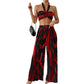 Halter Tube Top Flame Wide-leg Pants Suit