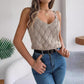 European And American V-neck Hollow Metal Buckle Sling Sweater