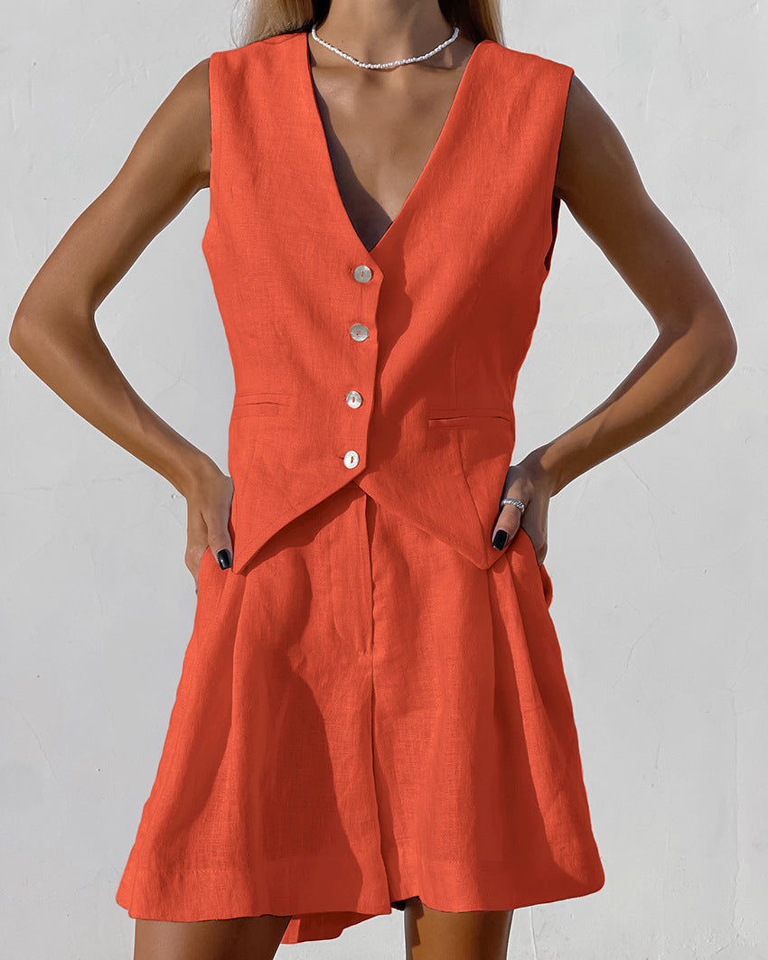 Women's Fashion Temperament Leisure Suit Vest Suit