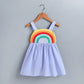 Girls Fashion Rainbow Print Princess Dress