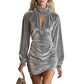 Sexy Chic Solid-Color High-Neck Bodycon Dress