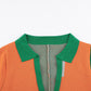 Lapel Color Block Stitching Long-sleeved Jumpsuit