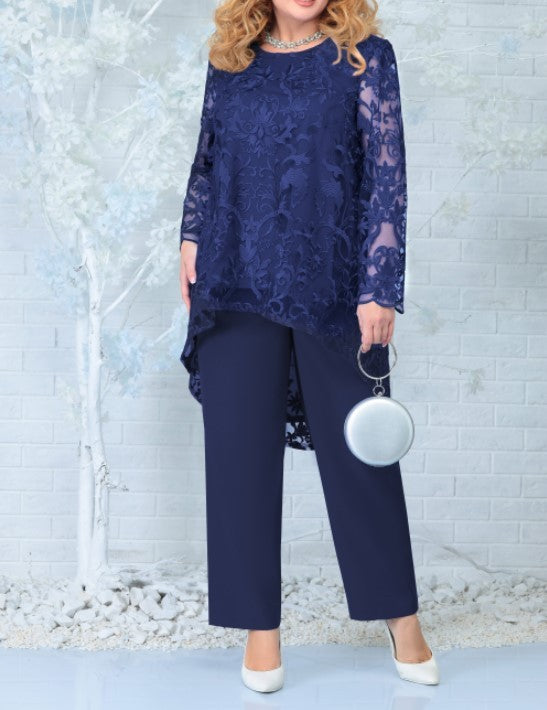Women's Evening Dress Lace Embroidery Two-piece Set