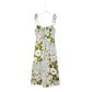 French Style Temperament Elegant Waist Slit Beauty Back Sling Dress Summer Printing