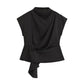 French Fashion Casual Stand Collar Peplum Top