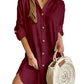 Robe chemise boutonnée à manches longues et revers pour femme, vêtement d'automne décontracté